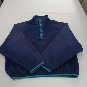 Vintage Woolrich Men's Faded Blue 1/4 Snap Buttons Pullover Sweatshirt Sz Large